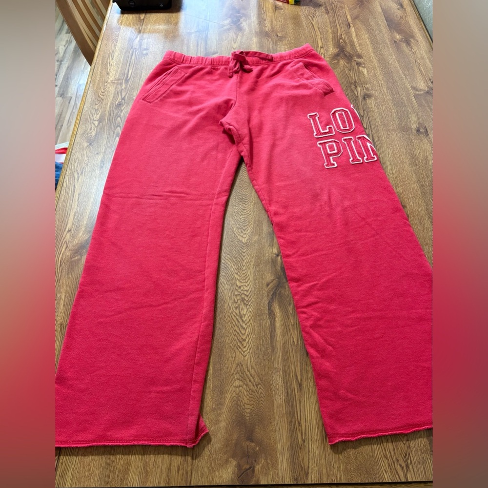 Vintage Victoria’s Secret “PINK” Wide-Leg RED Boyfriend Style Sweatpants Small
